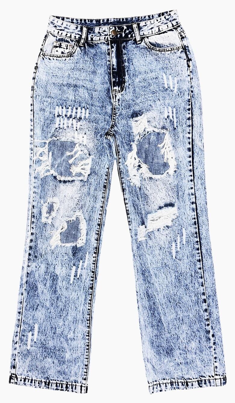 Flamingo Ripped High-Rise Straight Leg Light Wash Jeans Women's Large
